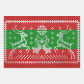 Hübscher Pullover Glocken Xmas Rentiere Krockett Geschenkpapier Set (Vorderseite 2)