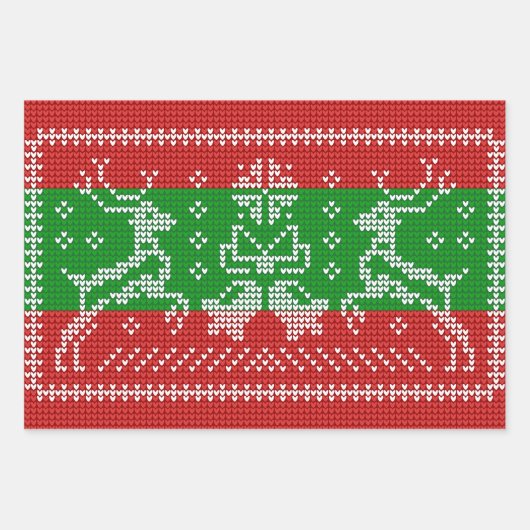 Hübscher Pullover Glocken Xmas Rentiere Krockett Geschenkpapier Set (Vorderseite 2)