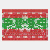 Hübscher Pullover Glocken Xmas Rentiere Krockett Geschenkpapier Set (Vorderseite)