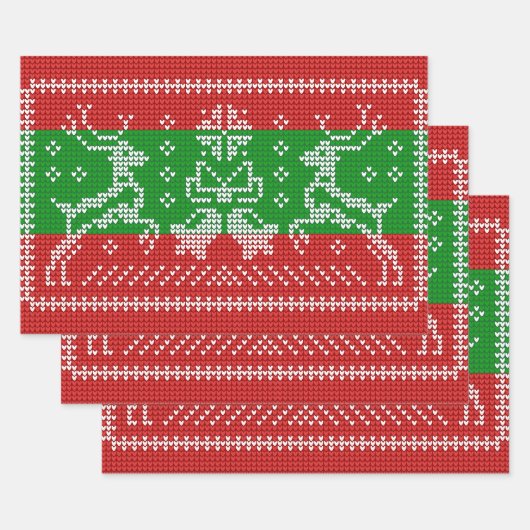 Hübscher Pullover Glocken Xmas Rentiere Krockett Geschenkpapier Set (Set)