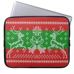 Hübscher Pullover Glocken Xmas Rentiere Krockett Laptopschutzhülle