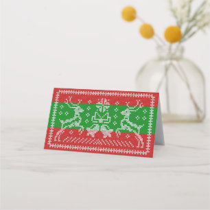 Hübscher Pullover Glocken Xmas Rentiere Krockett Platzkarte