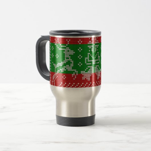 Hübscher Pullover Glocken Xmas Rentiere Krockett Reisebecher (Vorderseite Links)