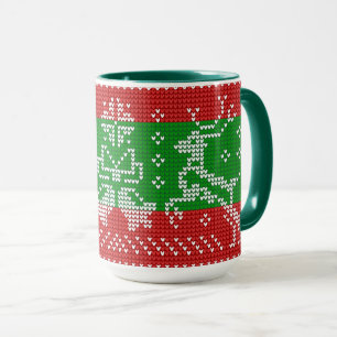 Hübscher Pullover Glocken Xmas Rentiere Krockett Tasse