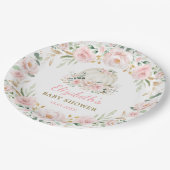 Hübscher Pumpkin Blush Pink Blumenkreide Baby Girl Pappteller (Schrägansicht)