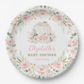 Hübscher Pumpkin Blush Pink Blumenkreide Baby Girl Pappteller (Vorderseite)