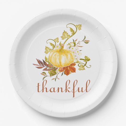 Hübscher Pumpkin Twitter Wasserfarbe Erntedank Pappteller (Vorderseite)