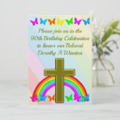 HÜBSCHER RAINBOW CHRISTLICHE 90. GEBURTSTAGLICHE E EINLADUNG (Stehend Vorderseite)