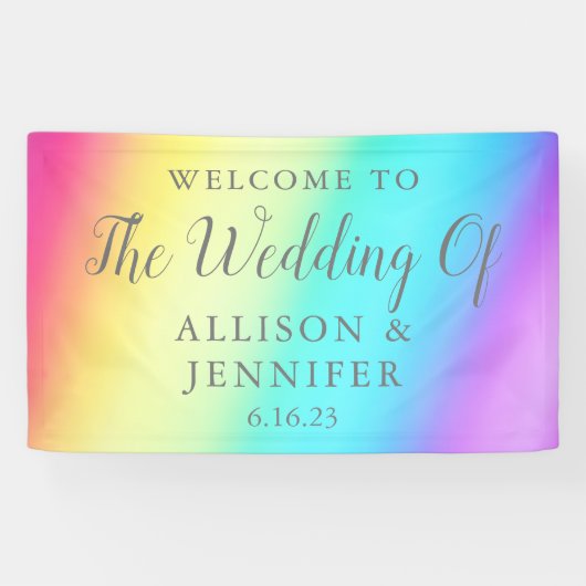 Hübscher Rainbow Fade Custom Wedding Willkommen Banner (Horizontal)