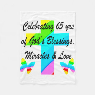 HÜBSCHER RAINBOW-KREUZ AM 65. GEBURTSTAG FLEECEDECKE