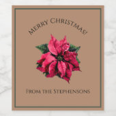 Hübscher Red Poinsettia Weihnachtsfest Blume Indiv Weinetikett (Einzelnes Label)