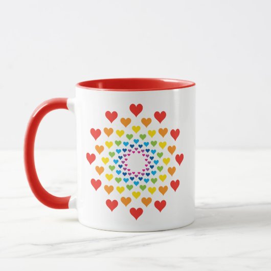 Hübscher Regenbogen des Herzens Tasse (Links)