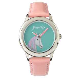 Hübscher Regenbogen Einhorn Individuelle Name Kid' Armbanduhr