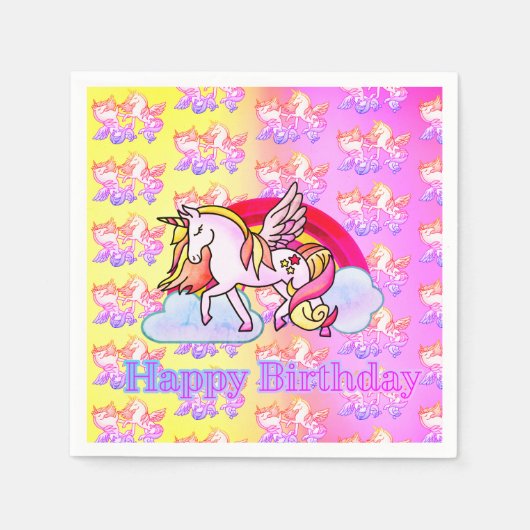 Hübscher Regenbogen Einhorn Pegasus Pastel Magic Serviette (Vorderseite)