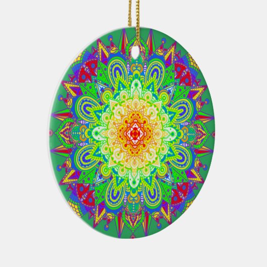 Hübscher Regenbogen Farbe Mandala Abstrakte Kunst Keramik Ornament (Rechts)