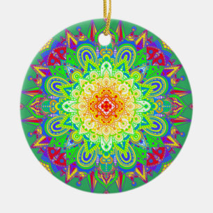 Hübscher Regenbogen Farbe Mandala Abstrakte Kunst Keramik Ornament