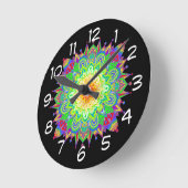 Hübscher Regenbogen Farbe Mandala Abstrakte Kunst Runde Wanduhr (Winkel)
