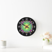 Hübscher Regenbogen Farbe Mandala Abstrakte Kunst Runde Wanduhr (Zuhause)