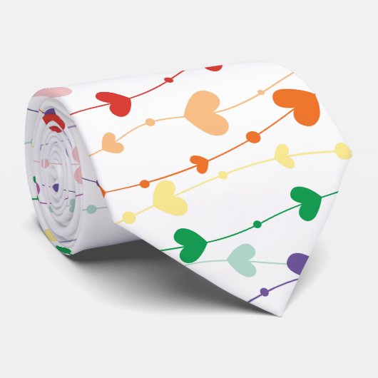 Hübscher Regenbogen Herzmuster Valentinstag Krawatte (Gerollt)