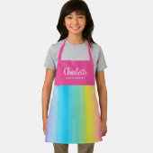 Hübscher Regenbogen mit rosa Streifen | Name Schürze (Insitu)