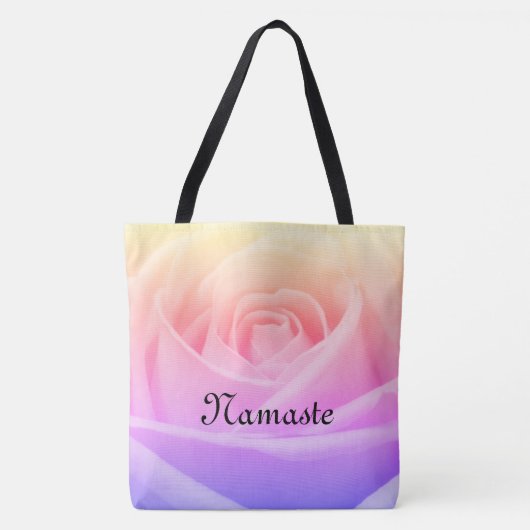 Hübscher Regenbogen Rose Namaste Entwurf Tasche (Vorderseite)