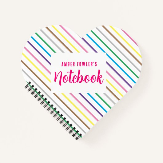 Hübscher Regenbogen Streifen Niedliches Weißes Her Notizblock (Vorderseite)