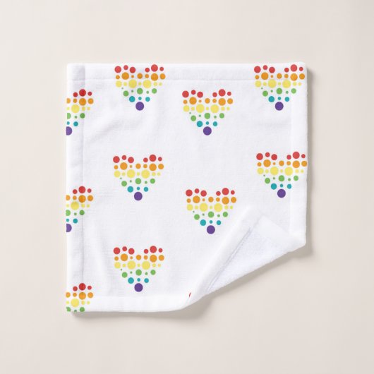 Hübscher Regenbogen und Herzmuster Badezimmer Badhandtuch Set (Waschlappen)