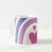 Hübscher Regenbogen und Lila Herzen Kaffeetasse (Vorderseite Links)