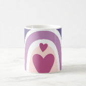Hübscher Regenbogen und Lila Herzen Kaffeetasse (Mittel)