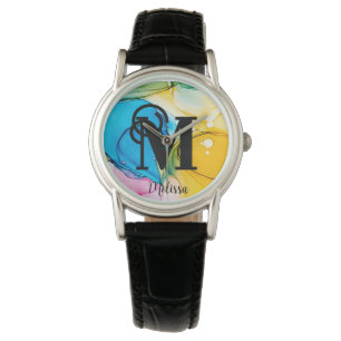 Hübscher Regenbogenalkohol, Monogramm Name Armbanduhr