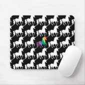 Hübscher Regenbogenunicorn-schwarzer u. weißer Mousepad (Mit Mouse)