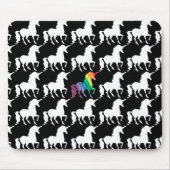Hübscher Regenbogenunicorn-schwarzer u. weißer Mousepad (Vorne)