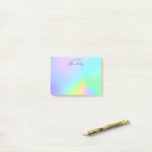 Hübscher Regenbogenverlauf personalisierte Nachbem Post-it Klebezettel (Auf Schreibtisch)