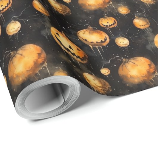 Hübscher Retro-Kürbis aus Halloween Geschenkpapier (Rolleneckpunkt)