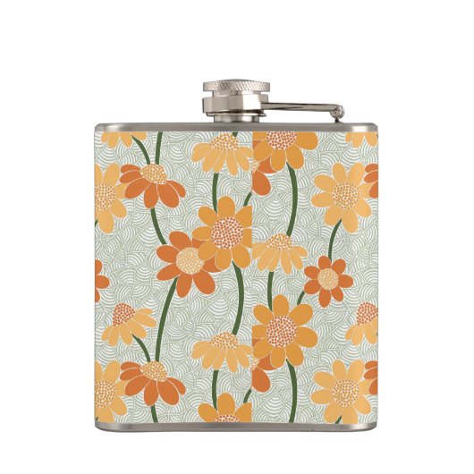 Hübscher Retro-Mutation der Blume der 1970er Jahre Flachmann (Rückseite)