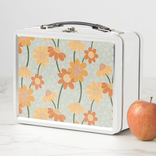 Hübscher Retro-Mutation der Blume der 1970er Jahre Metall Brotdose (Beispiel)