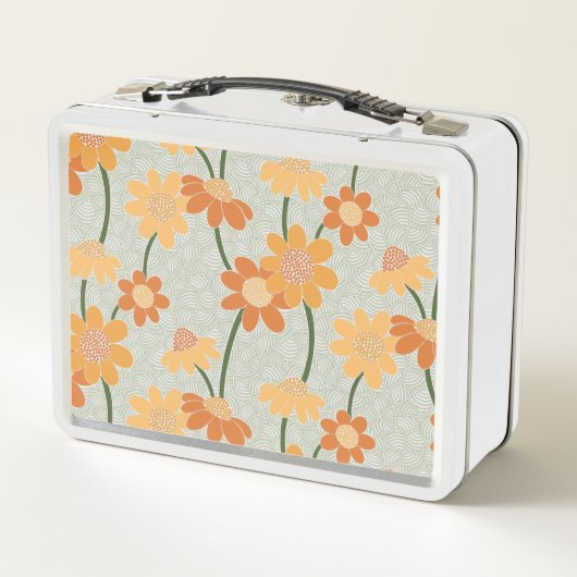 Hübscher Retro-Mutation der Blume der 1970er Jahre Metall Brotdose (Rückseite)