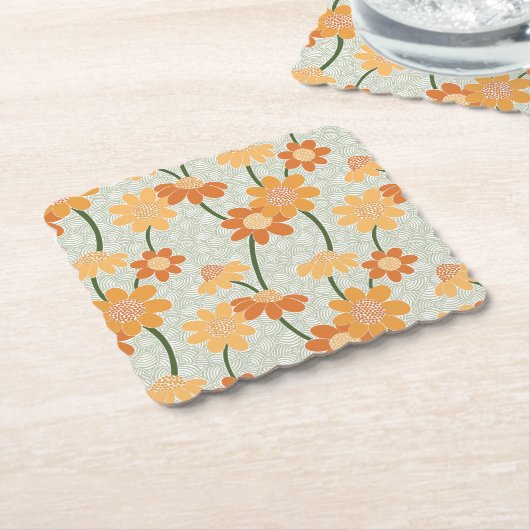 Hübscher Retro-Mutation der Blume der 1970er Jahre Untersetzer (angewinkelt)