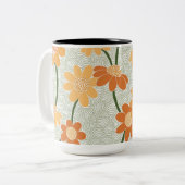 Hübscher Retro-Mutation der Blume der 1970er Jahre Zweifarbige Tasse (Vorderseite Links)