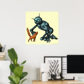 Hübscher Roboter und Katzenkunstposter Poster (Heimbüro)