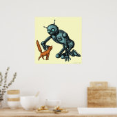 Hübscher Roboter und Katzenkunstposter Poster (Küche)
