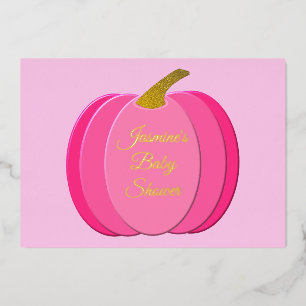 Hübscher rosa Baby Girl Kürbis Baby Shower Custom Folieneinladung
