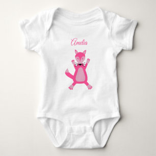 Hübscher Rosa Baby Mädchen Fuchs Benutzerdefiniert Strampler