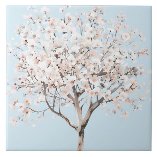 Hübscher rosa blühender Baum Fliese (Vorderseite)