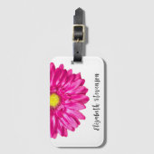 Hübscher Rosa-Blume-individuelle Name Gepäckanhänger (Vorderseite Vertikal)