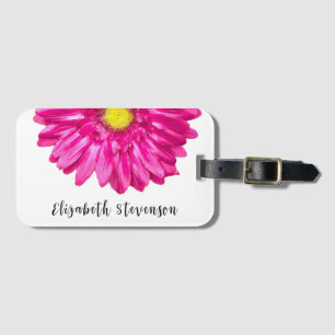 Hübscher Rosa-Blume-individuelle Name Gepäckanhänger