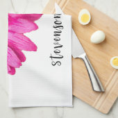 Hübscher Rosa-Blume-individuelle Name Geschirrtuch (Viertel Falte)
