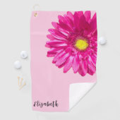 Hübscher Rosa-Blume-individuelle Name Golfhandtuch (Insitu)