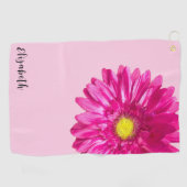 Hübscher Rosa-Blume-individuelle Name Golfhandtuch (Horizontal)