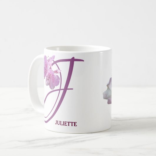 Hübscher rosa Blumenboho, individueller Juliettenn Kaffeetasse (Vorderseite Links)